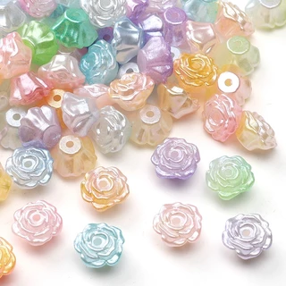 8x5 มม.ประมาณ 100 ชิ้น Camellia ลูกปัด Lily ดอกไม้ลูกปัด ABS peary-lustre DIY Garland สร้อยข้อมืออุปกรณ์เสริม