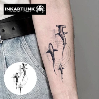 Inkartlink สติ๊กเกอร์รอยสักชั่วคราวทะเลฤดูร้อนสไตล์มินิมอล, กันน้ําติดทนนาน, ชุดสักปลอมกึ่งถาวร