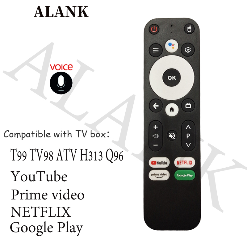 ALANK รีโมททีวี รีโมท Android TV Box 4K ความละเอียดสูง รีโมทควบคุมด้วยเสียงโดยกูเกิล สำหรับ T99, TV9