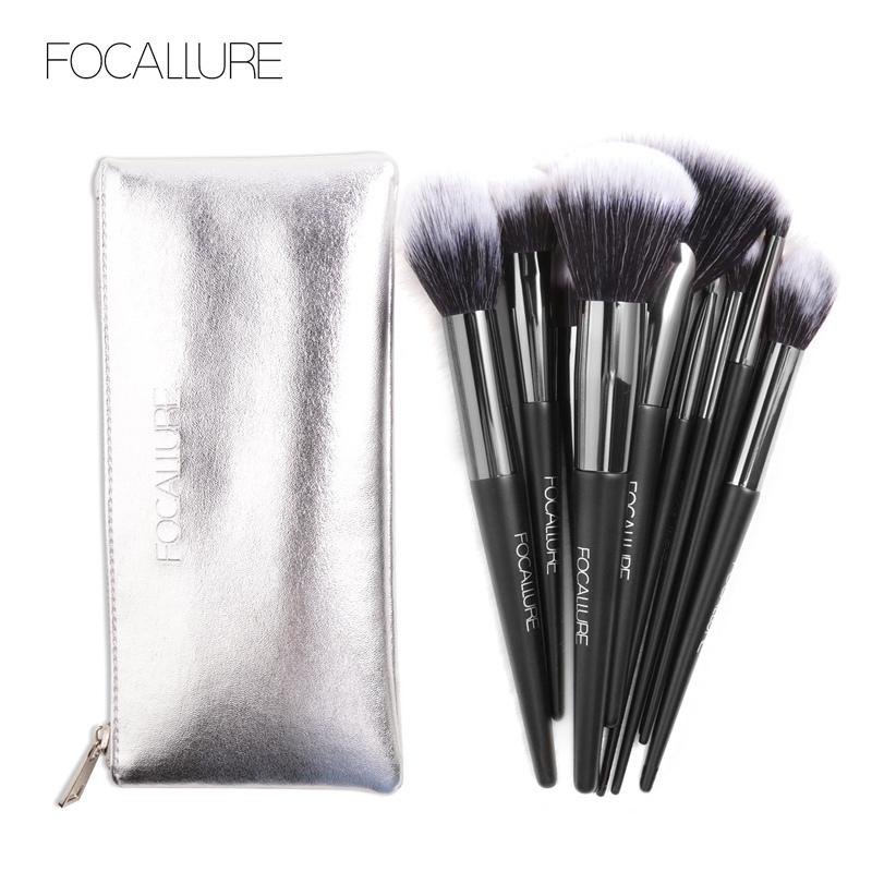 FOCALLURE 10 ชิ้น/เซ็ตแปรงแต่งหน้ามืออาชีพพร้อมกระเป๋าอายแชโดว์แป้งปัดแก้มแปรงเครื่องมือความงาม