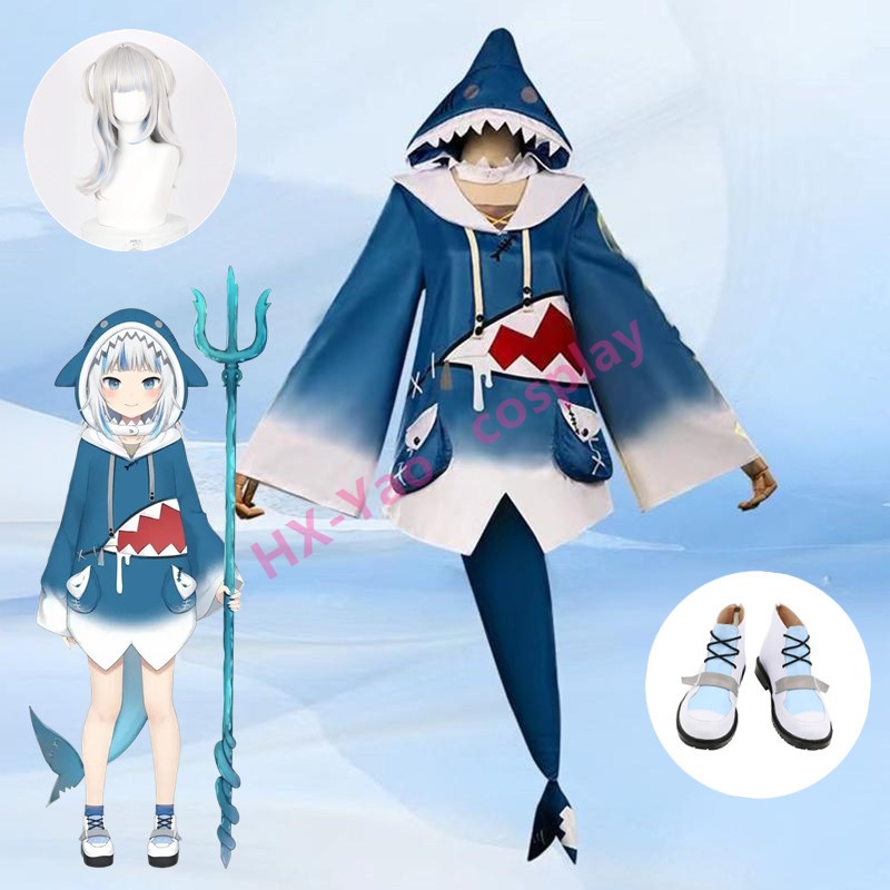 【HX-YAO】Hololive EN Gawr Gura cosplay costume VTuber Gura คอสเพลย์ฉลามแสดงเครื่องแต่งกาย