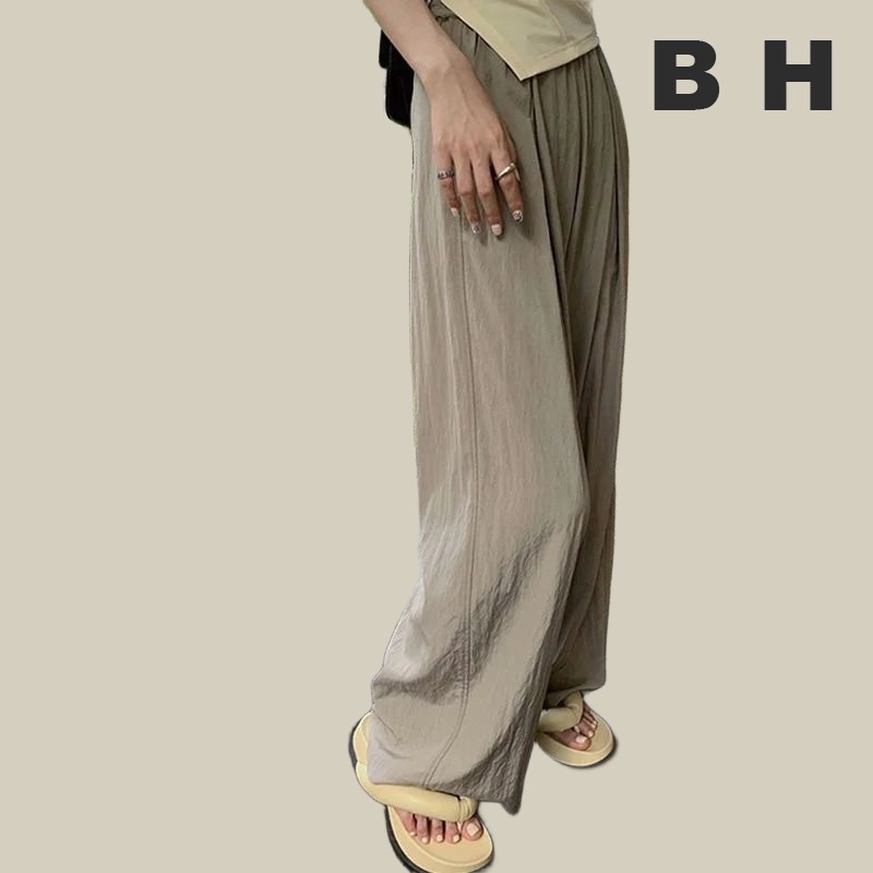 กางเกงขากว้าง จับจีบ ทรงตรง แบบบาง แฟชั่นฤดูร้อน สําหรับผู้หญิง