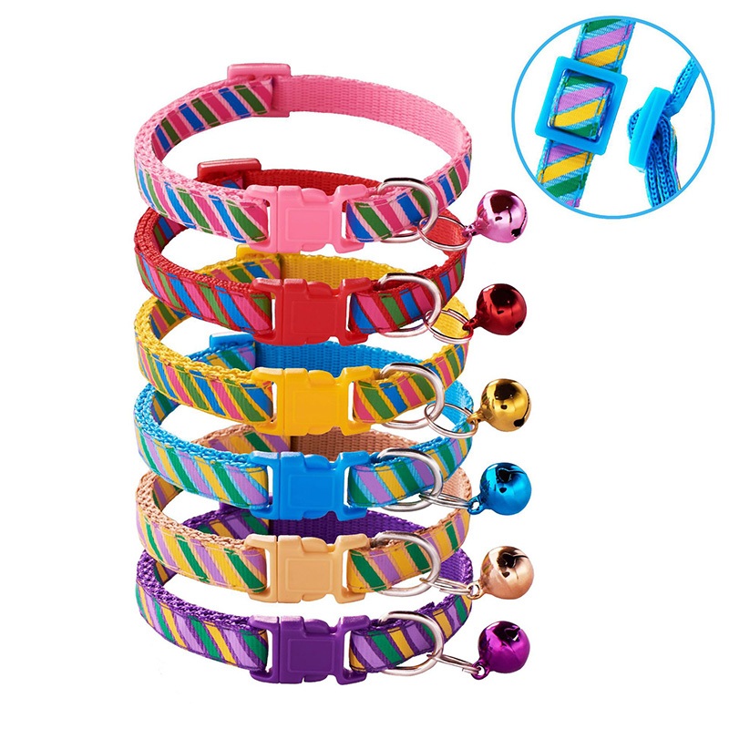 6 ชิ้น/เซ็ต Twill พิมพ์ปลอกคอสุนัข Adjustbale สัตว์เลี้ยงแมว COLLAR Bell Puppy ลูกแมวอุปกรณ์เสริม