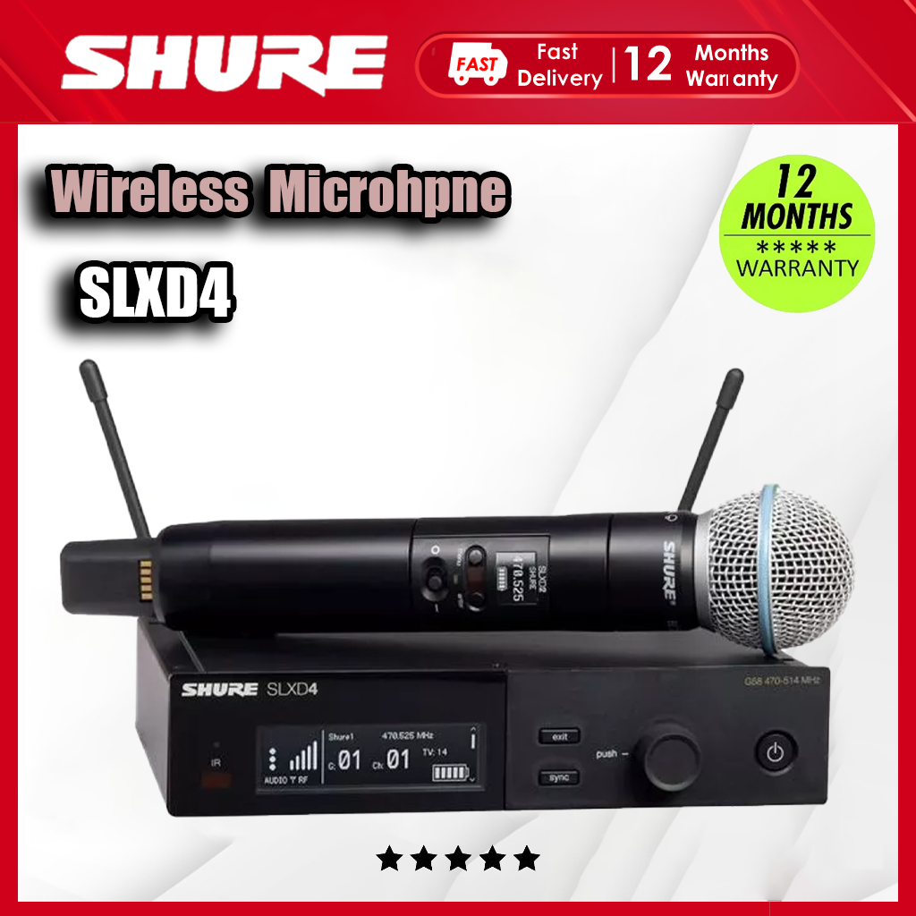 SHURE SLXD4 Beta58 UHF ระบบไมโครโฟนไร้สายมืออาชีพการแสดงบนเวที