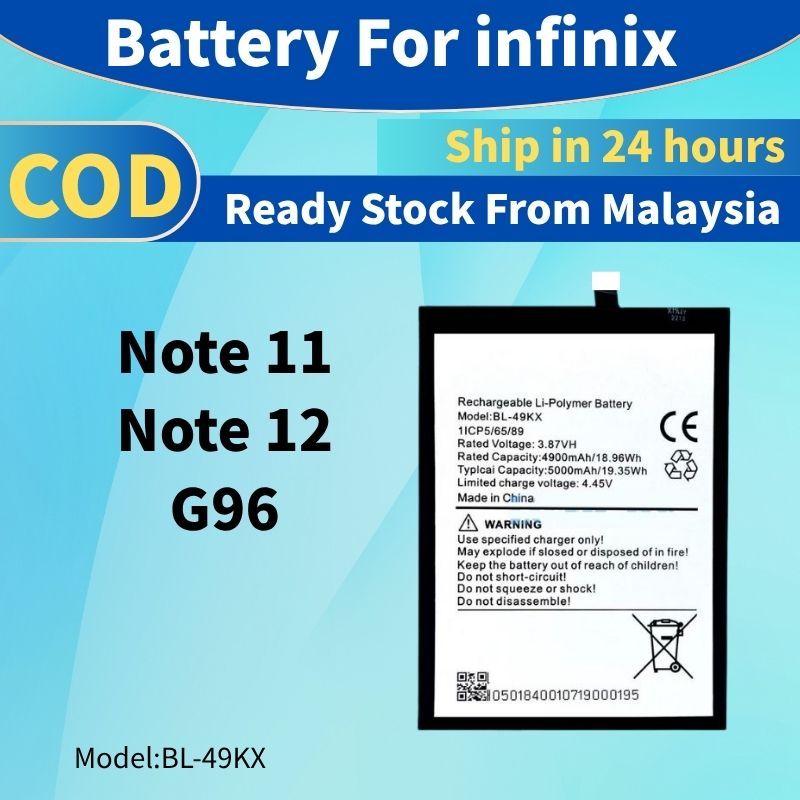 แบตเตอรี่ BL-49KX Bateri เข้ากันได้กับ infinix Note 11 Batery Note 12 G96