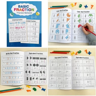 คณิตศาสตร์เศษส่วนเชิงเลขคณิตสมุดงานบวกลบ Multiplication Division Operation เด็กฝึก Worksheets โรงเรียนประถมศึกษาเลขคณิต Enhancement การฝึกอบรมการบ้าน