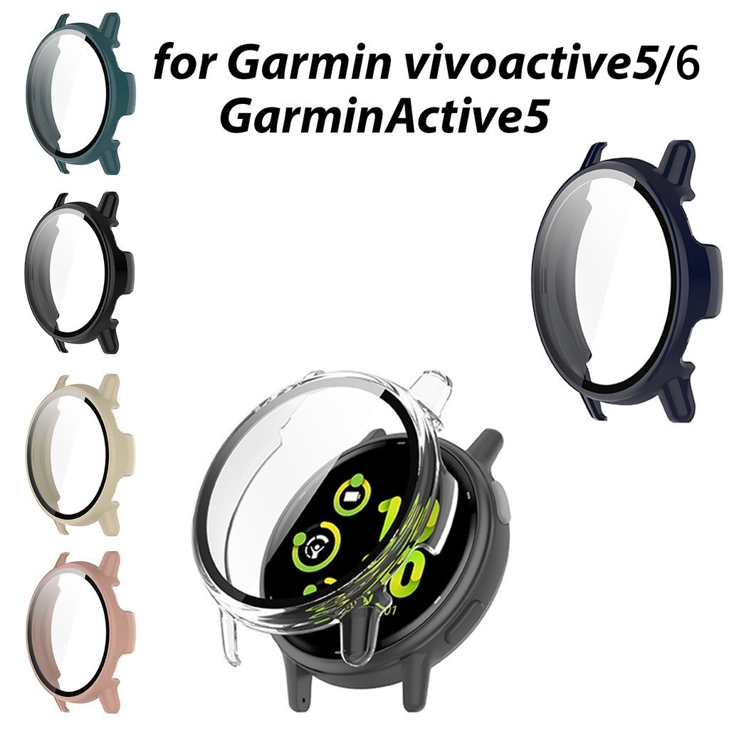 กระจกนิรภัย + สําหรับ Garmin Vivoactive 5 6 Active 5 All-Around Screen Protector Hard PC กันชน SmartWatch ฝาครอบ Anti-scratch