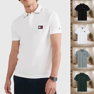 เสื้อโปโลผู้ชายทำจากผ้าฝ้ายแท้ สไตล์แขนสั้น เหมาะสำหรับสวมใส…