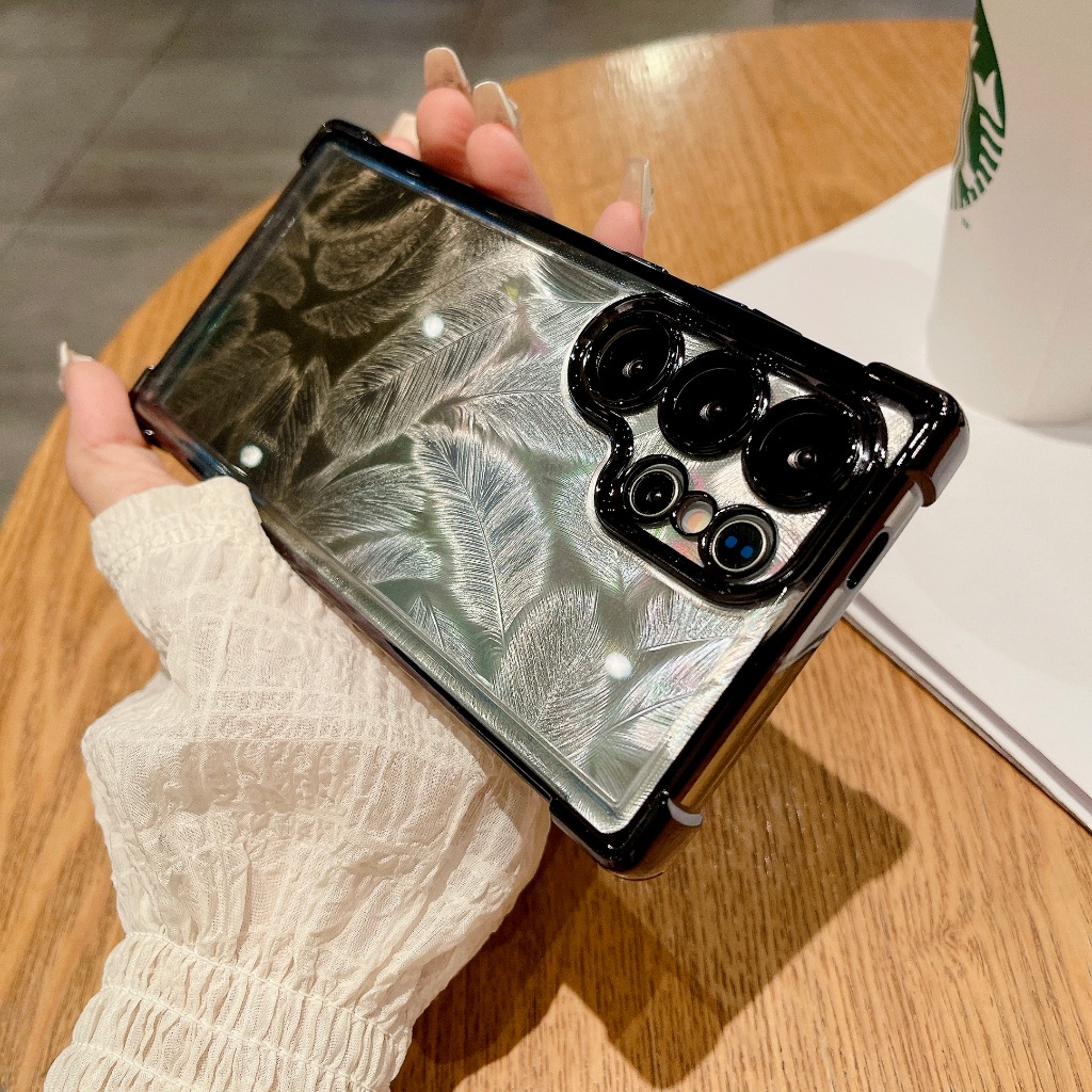 เคส Samsung S25 Ultra S25 Edge S25 Plus S24 FE S23 มีอ่างลมในมุมเพื่อป้องกันการกระแทก พร้อมครีบป้องก