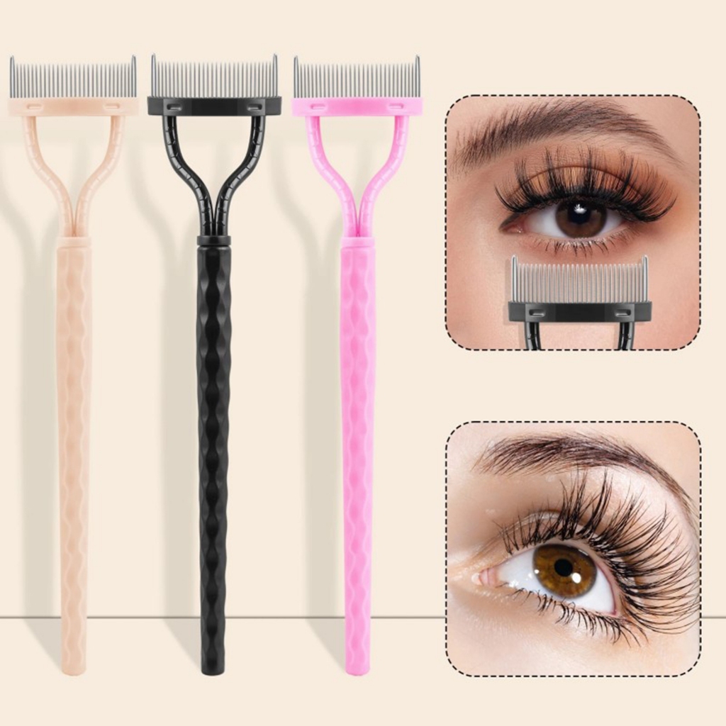 หวีคิ้วฟันเหล็กกึ่งโค้ง Eye Brow แปรงแต่งหน้า Eye Lash หวีสําหรับ Striking