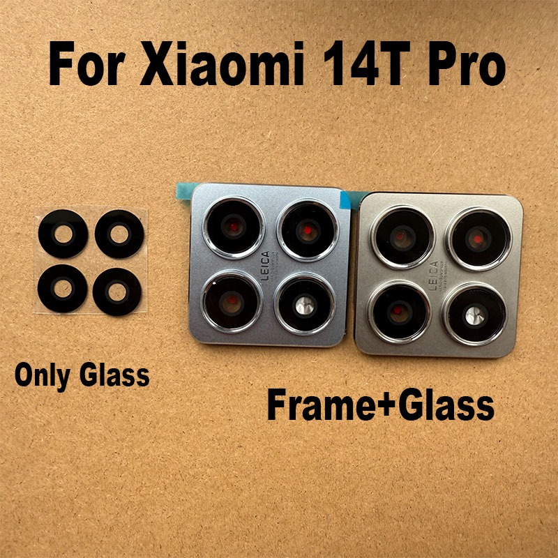 1PCS สําหรับ Xiaomi 14T Pro 5G เลนส์กล้องด้านหลังกระจกฝาครอบด้านหลังพร้อมกรอบเปลี่ยน