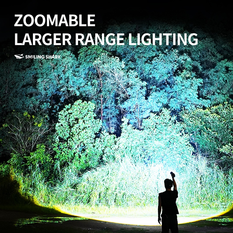 SmilingShark SD5337 ไฟฉาย led M60 6000LM สว่างมาก ค็อบสปอตไลท์ ด้วยการเรืองแสงสี ไฟคบเพลิง ซูมได้ 5 รูปแบบ Type-C แบบชาร์จได้ กันน้ำสำหรับการเดินป่าแคมป์ปิ้ง — صورة 3