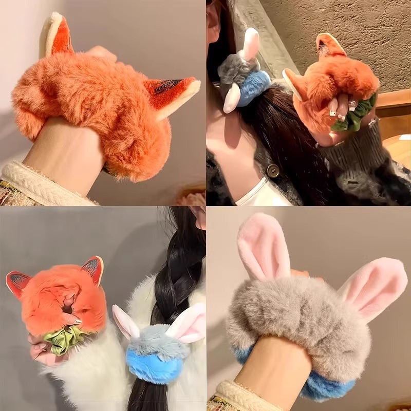 ตุ๊กตาสัตว์ Scrunchy แหวนผมหญิงน่ารัก Nick Judy เครื่องประดับผมหางม้า