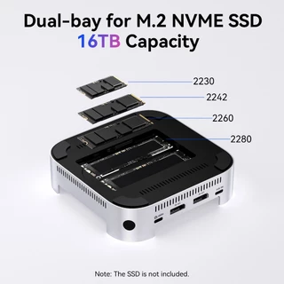 ACASIS 40Gpbs Enclosure Docking Station ใช้งานร่วมกับ Thunderbolt 4/3 - USB-C พร้อม 2xDP, SD/TF 3.0, 3xUSB-A 3.1, 2xM.2 & 30W PD ชาร์จสําหรับ Mac mini M4/แล็ปท็อป docking station