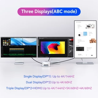 ACASIS 40Gpbs Enclosure Docking Station ใช้งานร่วมกับ Thunderbolt 4/3 - USB-C พร้อม 2xDP, SD/TF 3.0, 3xUSB-A 3.1, 2xM.2 & 30W PD ชาร์จสําหรับ Mac mini M4/แล็ปท็อป docking station