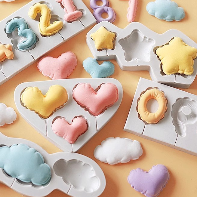 Heart Star Cloud บอลลูน Lollipop ซิลิโคน Sugarcraft แม่พิมพ์ Cupcake ช็อกโกแลตเบเกอรี่แม่พิมพ์ Fondant เค้กตกแต่งเครื่องมือ