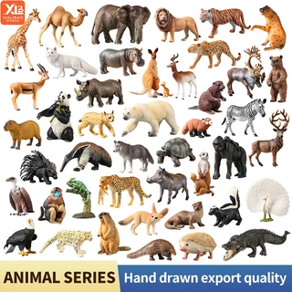Montessori ของเล่นสัตว์ป่ารุ่น Lion Elephant Antelope Cheetah Action Figure Zoo Figurines น่ารัก Miniature การศึกษาเด็กของขวัญ