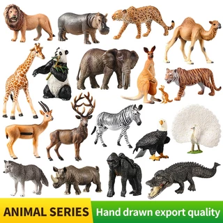 Montessori ของเล่นสัตว์ป่ารุ่น Lion Elephant Antelope Cheetah Action Figure Zoo Figurines น่ารัก Miniature การศึกษาเด็กของขวัญ