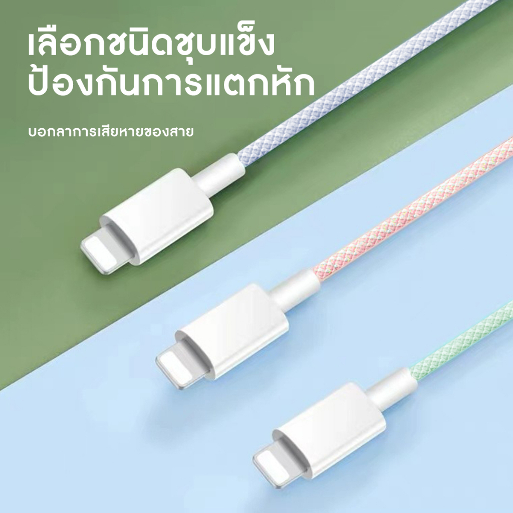 สายชาร์จเร็ว สีพาสเทล ชาร์จเร็ว PD 45W ความยาวสาย 1.5 เมตร สายชาร์จข้อมูล Type-C toL (สําหรับ 5-14pro max) - รูปที่ 2