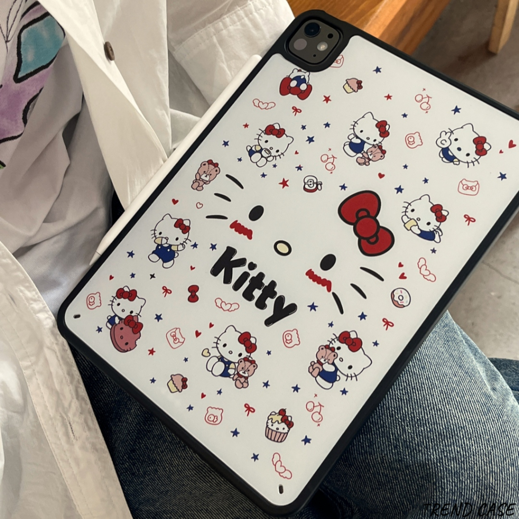เคสคิตตี้น่ารักสําหรับ iPad Air 11 M2 M3 2025 A16 11th Air 5th 4th Pro11 13 นิ้ว M4 Air13 iPad 10th 9th 8 7 10.2 9.7 Mini Cover