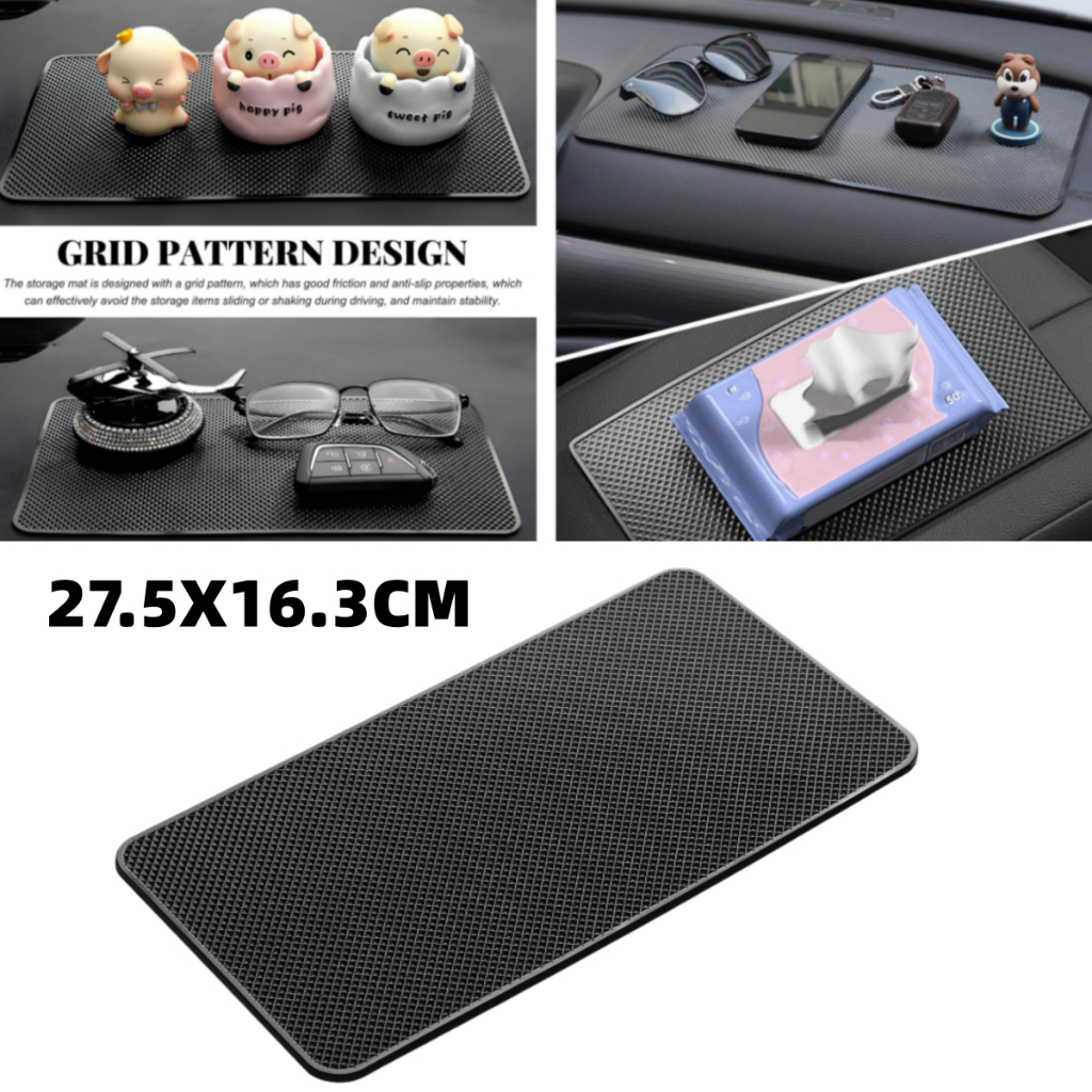 แดชบอร์ดรถเสื่อกันลื่น,10.63 "5.9 "ทนอุณหภูมิสูง PU Auto Dash คอนโซลกล่องเก็บ,ตารางรูปแบบ Fixate Gripping เจล Pad สําหรับโทรศัพท์ GPS เหรียญคีย์