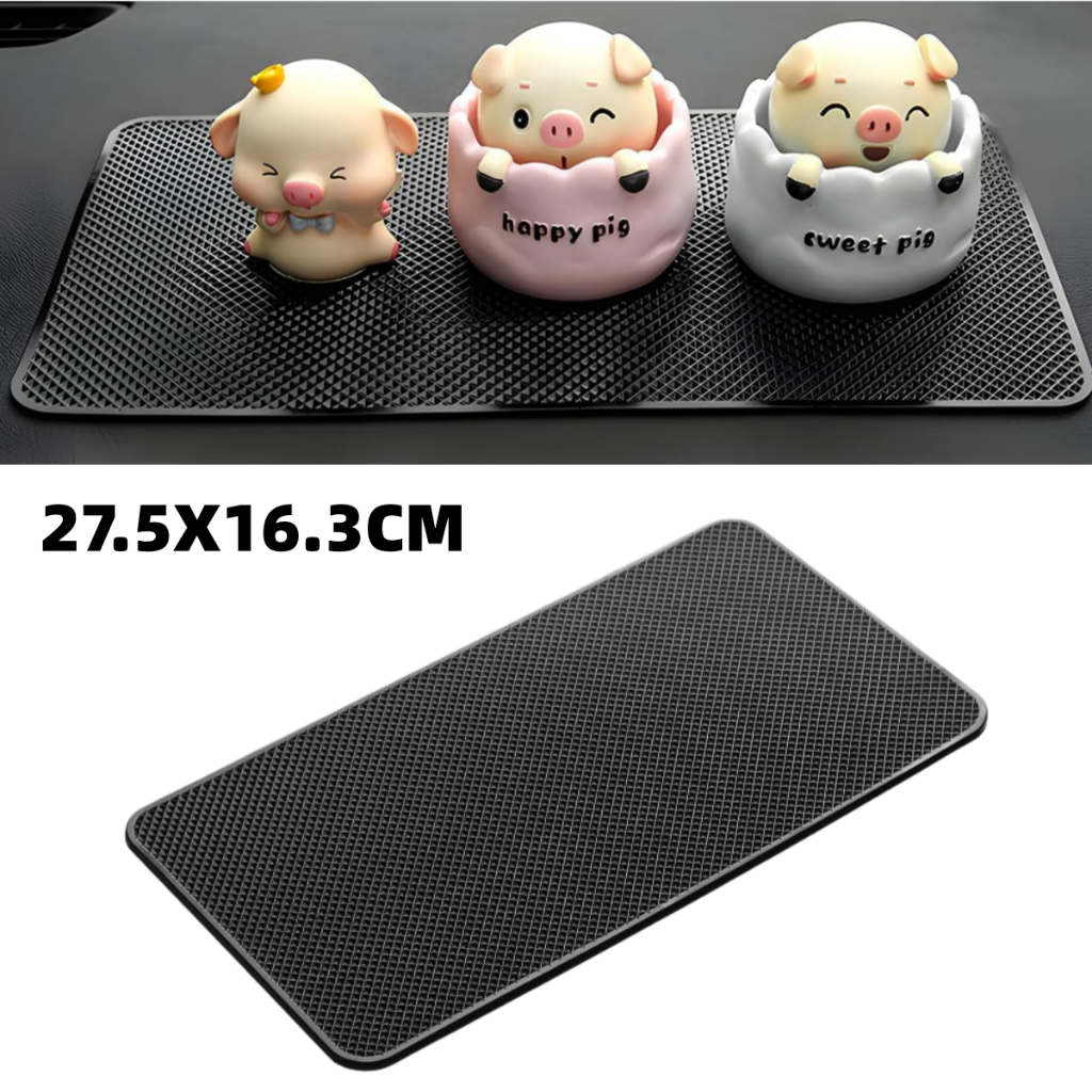 แดชบอร์ดรถเสื่อกันลื่น10.6"x5.9 "สากลแผ่นกันลื่นมัลติฟังก์ชั่แก้ไขจับตารางสีดําแผ่นสําหรับตรวจจับโทรศัพท์แว่นกันแดดคีย์อุปกรณ์อิเล็กทร