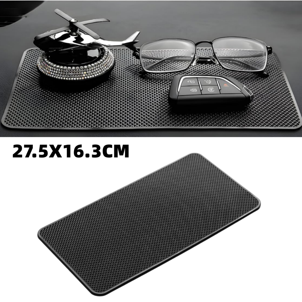 แดชบอร์ดรถเสื่อกันลื่น,10.6"x5.9 "สากลแผ่นกันลื่น,ลื่นเหนียวจับเสื่อสําหรับโทรศัพท์แว่นกันแดดเรดาร์ตรวจจับอุปกรณ์อิเล็กทรอนิกส์และแผงควบคุมข