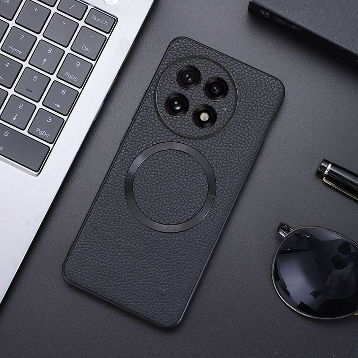 ปลอกหนังสําหรับ OnePlus 13 1+13 PJZ110 เคสโทรศัพท์แม่เหล็กไร้สายชาร์จ Matte Protection กันกระแทก Sof