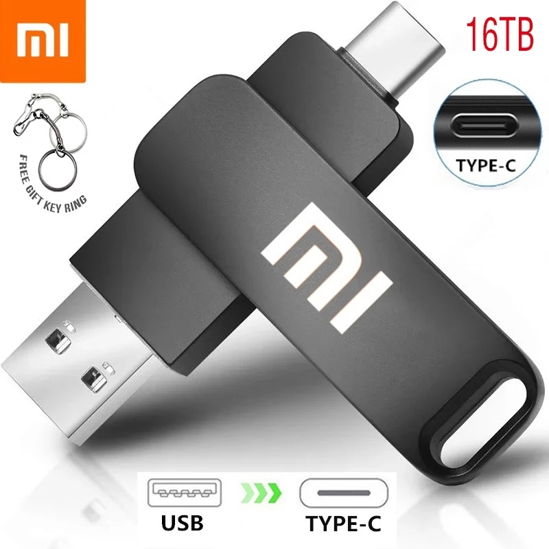 USB 16TB USB 3.0 ไดรฟ์ปากกาความเร็วสูง 8TB 4TB 2TB 1TB เกียร์โลหะเก็บการ์ด SSD ไดรฟ์ปากกา