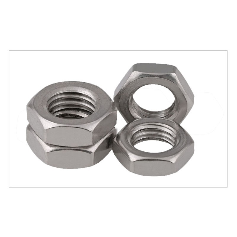 304 สแตนเลส Hex หกเหลี่ยมถั่วบางด้ายหยาบ Jam Hex Nuts M2 M2.5 M3 M4 M5 ~ M30