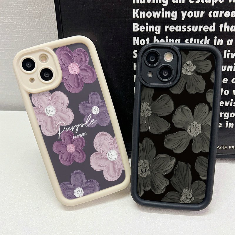 [รุ่นอัพเกรด] เคสสําหรับOPPO A5 Pro A3 A98 A96 A95 A94 A93 A92 A91 A79 A78 A76 A74 A60 A58 A57 A55 A54 A53 A52 A38 A31 A17 เคสโทรศัพท์สีม่วงและดอกไม้นุ่ม