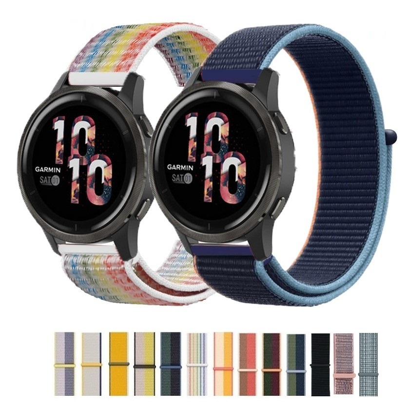 สายรัดไนลอนถักกันน้ํา สําหรับ Garmin Venu 2/2s/3/3s, Vivoactive 4/4S/5/6, Venu Sq/Sq 2, Vivomove HR ขนาด 40 มม./45 มม. สายนาฬิกาแบบห่วง ระบายอากาศดี