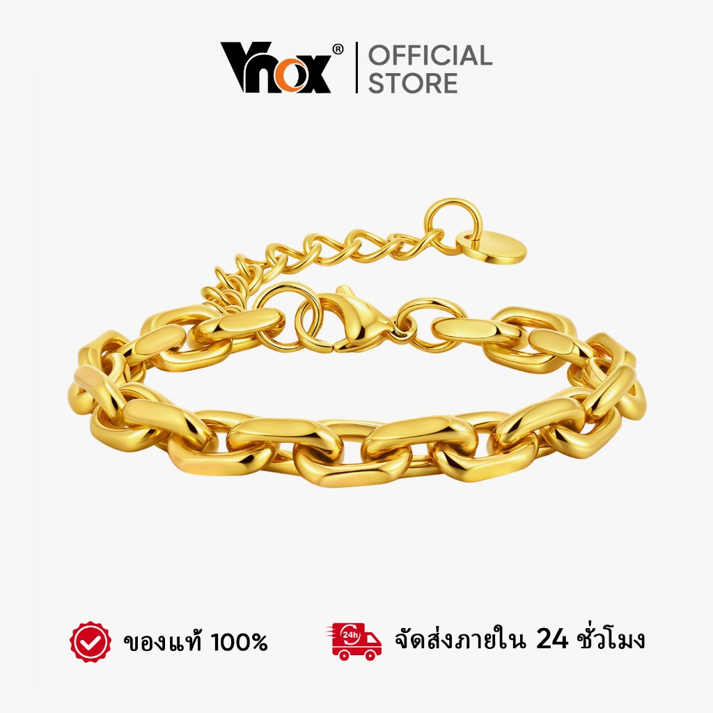 Vnox Handmade Link Chain สร้อยข้อมือผู้หญิง,ทองสแตนเลส Non Tarnish & Hypoallergenic สร้อยข้อมือ,แฟชั่นเครื่องประดับของขว