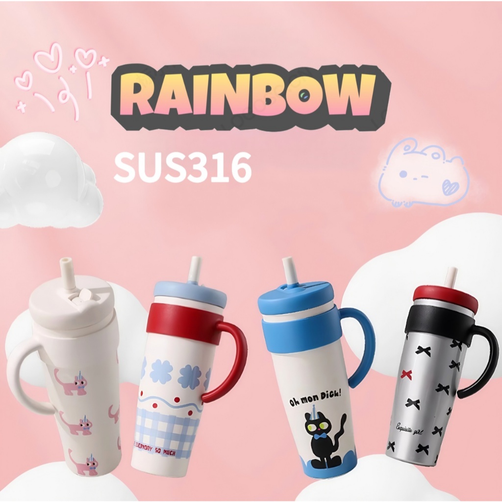 RAINBOW CUP แก้วน้ํา แก้วน้ำเก็บความเย็น แก้วน้ํา 316 สแตนเลส มีให้เลือก ความจุขนาดใหญ่1000ml 4 สไตล์