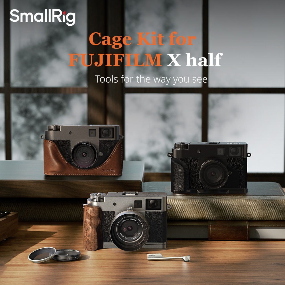 SmallRig for FUJIFILM X half, Camera Leather Case Kit , L-Shaped Mount Plate with Silicone Handle, L-Shaped Mount Plate with Wooden Handle for FUJIFILM X half