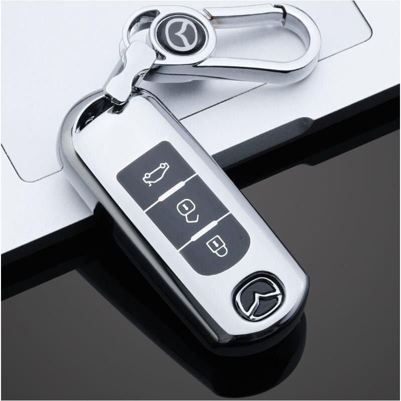 เคสรีโมทกุญแจรถพร้อมพวงกุญแจสําหรับ MAZDA 6 MAZDA 3 Axela Atenza CX-7 CX-9 CX-5 CX5 2018