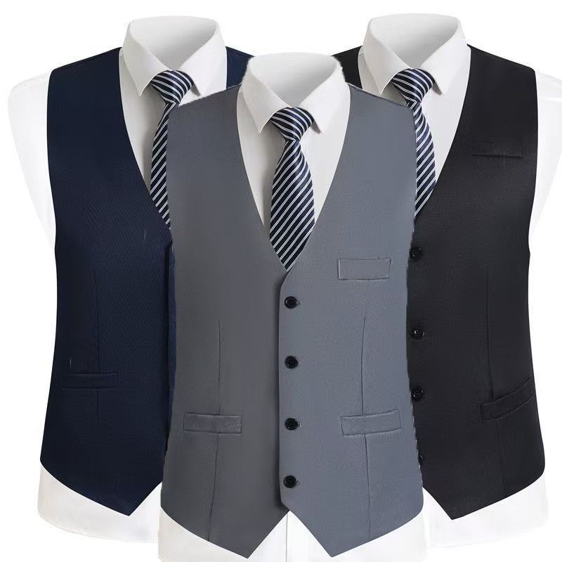 เสื้อกั๊กอย่างเป็นทางการขนาดบวกกระเป๋าแขนกุดเดี่ยว-เต้านมชายสูทพรรคสบายๆบาร์จัดเลี้ยงเสื้อกั๊กบริกรทํางานเสื้อกั๊ก