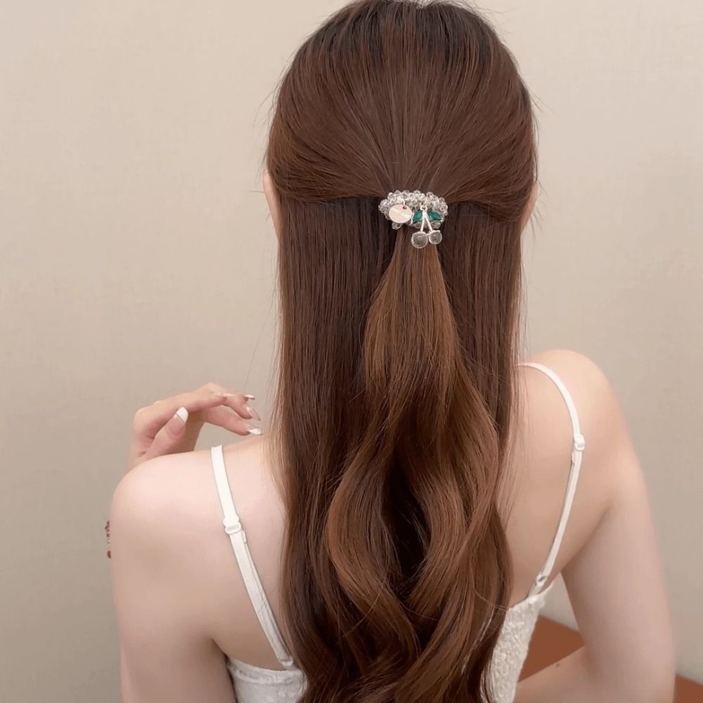 Youmoot เชอร์รี่สร้อยข้อมือ, เชอร์รี่ พลอยเทียม คริสตัลเชือกผม, เก๋หรูหราสองวัตถุประสงค์เสน่ห์ผู้ถือผมหางม้าอุปกรณ์ผม - รูปที่ 3