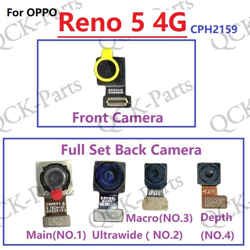 กล้องหน้าสําหรับ OPPO Reno5 Reno 5 4G CPH2159 อะไหล่เปลี่ยนกล้องหลัง