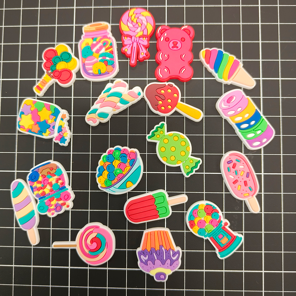 MEIDJ 1 ชิ้นการ์ตูน candy รองเท้า Charms การกําหนดค่ารองเท้าแตะหัวเข็มขัด PVC รองเท้าอุปกรณ์เสริมขายส่ง