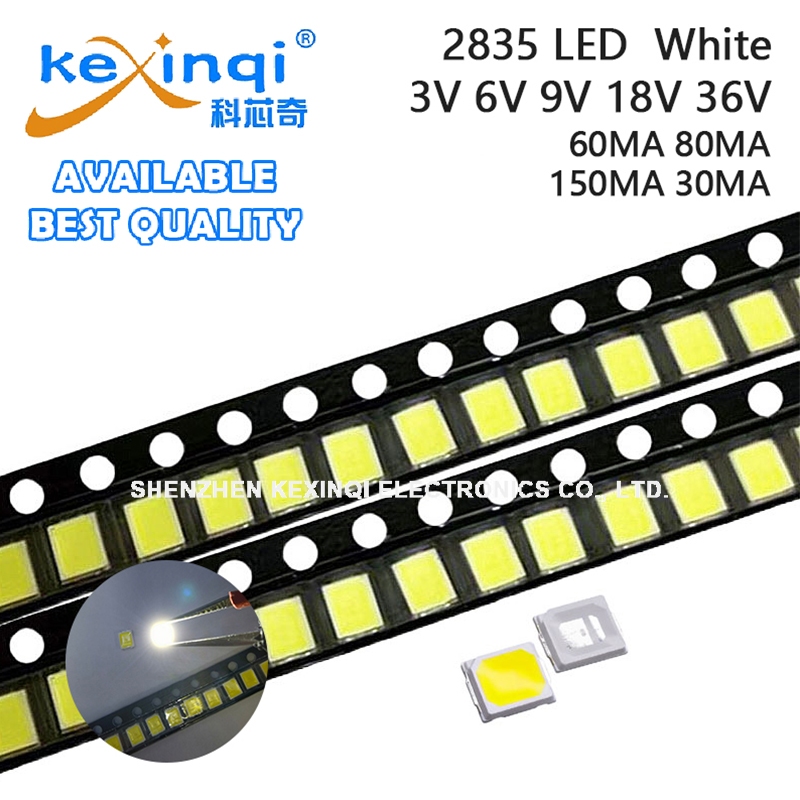 (100 ชิ้น) สีขาว SMD LED 2835 1W 0.2W 0.5W 3V 6V 9V 18V 36V 60MA 80MA 150MA 30MA ไดโอดวัดแสง