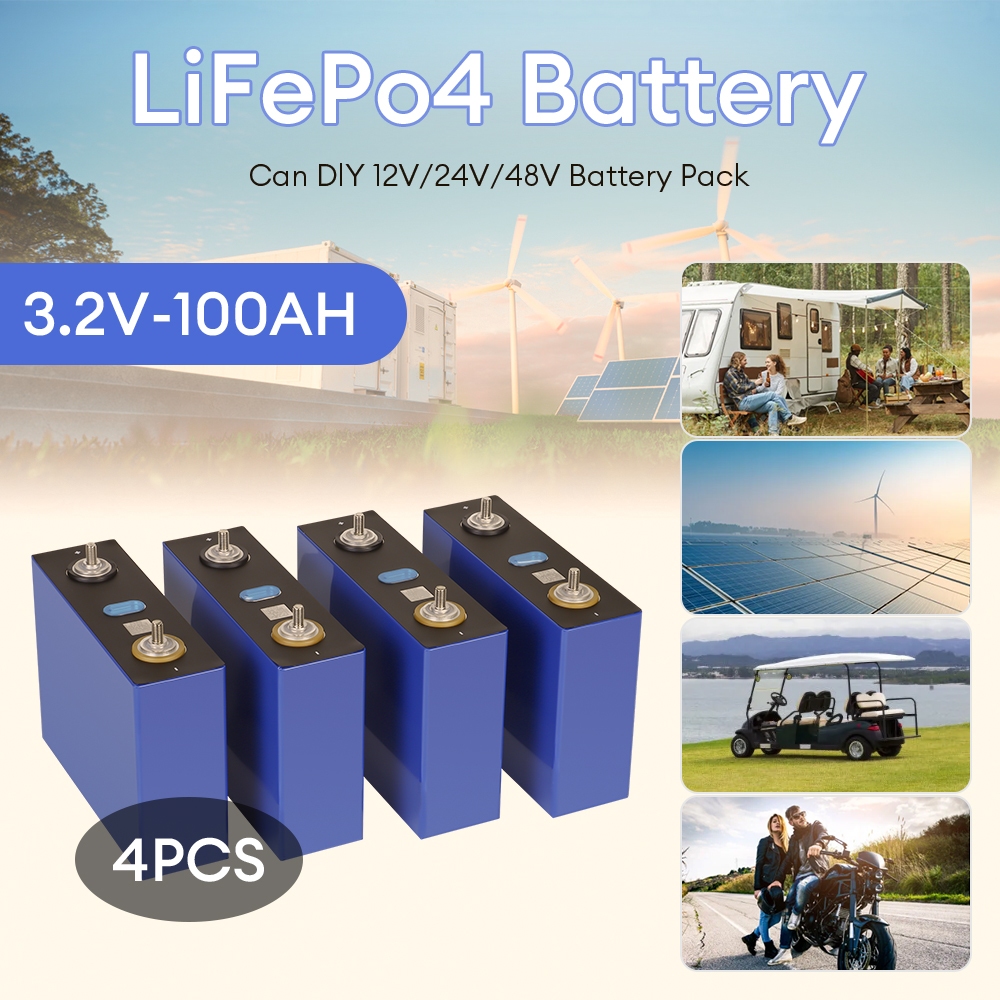 PowMr 4 ชิ้น 3.2 โวลต์ 100AH Lifepo4 แบตเตอรี่ 4000 Lifecycles สนับสนุน DIY