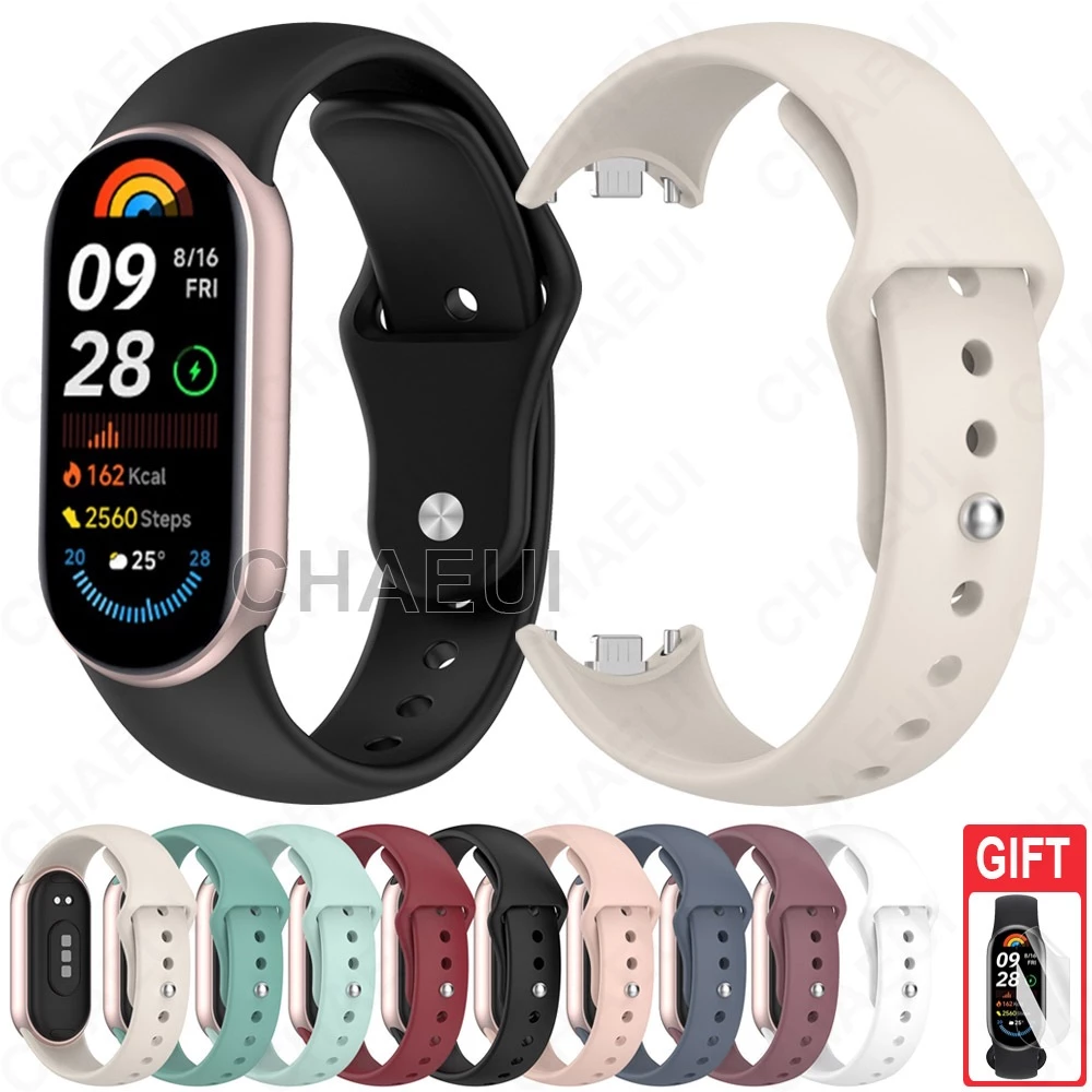 สายรัดซิลิโคนอุปกรณ์เสริมสายรัดข้อมือแบบสปอร์ตสําหรับ Xiaomi Smart Band 10 9 8 / Band 10 Ceramic Edition