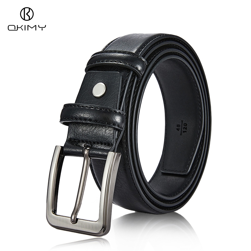 OKIMY เข็มขัดผู้ชาย หนังแท้วินเทจ เข็มขัดเรียบๆ