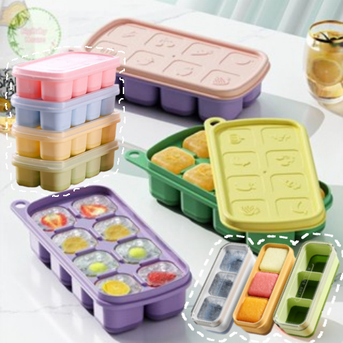 BigBabyHouse เซลล์แม่พิมพ์ซิลิโคนเกรดอาหารตารางน้ําแข็งพร้อมฝาปิดถาดน้ําแข็งทํา Mould กล่องเก็บน้ําแข็ง DIY TH