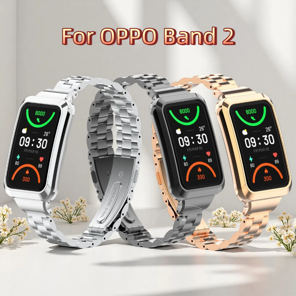 OPPO Band 2 1 สายโลหะ | สร้อยข้อมือเปลี่ยนสแตนเลส | สายรัดข้อมือกีฬากันน้ําสําหรับ OPPO Band