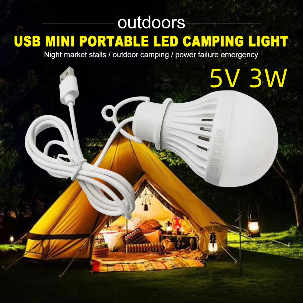 หลอดไฟ LED หลอดไฟแบบพกพา LED โคมไฟรถยนต์กลางแจ้งแบบพกพา 5V 3W สําหรับโรงรถโกดังรถบรรทุกเรือตกปลาในร่