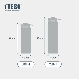 TYESO ขวดน้ำเก็บความเย็น-ร้อน 600/750ML แก้วน้ำสุญญากาศ มีหลอด กันรั่ว พกพาง่าย น้ำหนักเบา ใส่ในรถได้ เหมาะสำหรับกีฬา/ทำงาน/โรงเรียน รุ่น 8771C/8770C