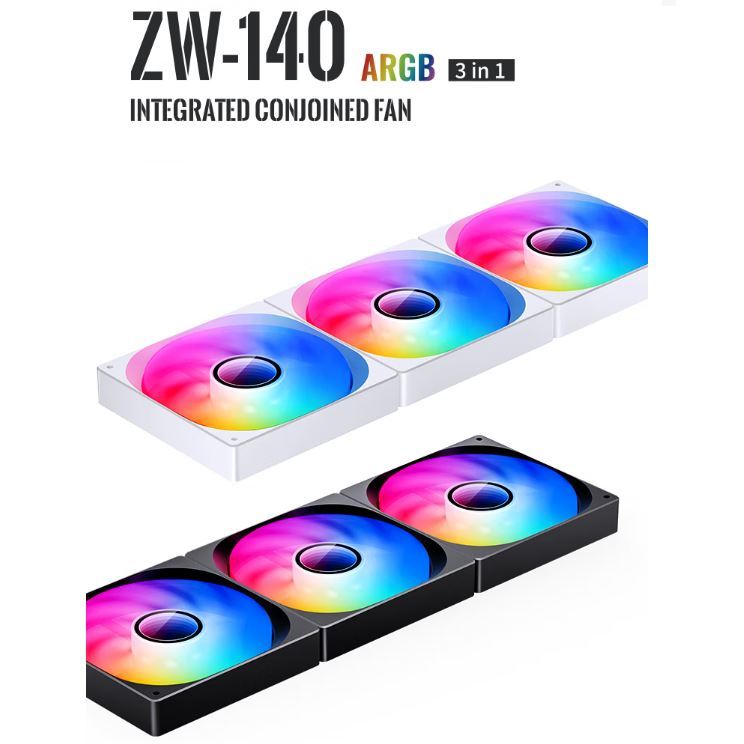 JONSBO ZW-140 140 มม.พัดลมบล็อกอาคาร PWM ARGB เดินไปข้างหน้าย้อนกลับลมสําหรับกรณี PC และอ่างล้างจานค