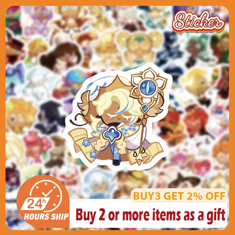 100PCS เกมคุกกี้ Run Kingdom สติกเกอร์ DIY โทรศัพท์แล็ปท็อปกระเป๋าเดินทางสเก็ตบอร์ดรถไดอารี่ Decals ของเล่น